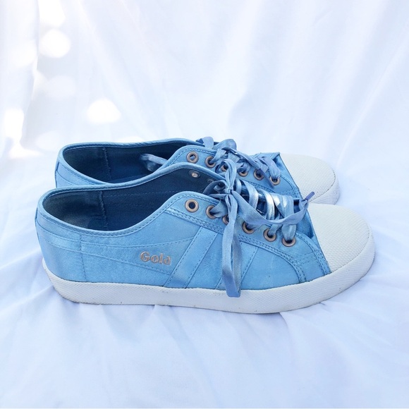 GOLA x ANTHROPOLOGIE | LIGHT BLUE/WHITE COASTER SATIN SNEAKERS SIZE 7 - Picture 7 of 8